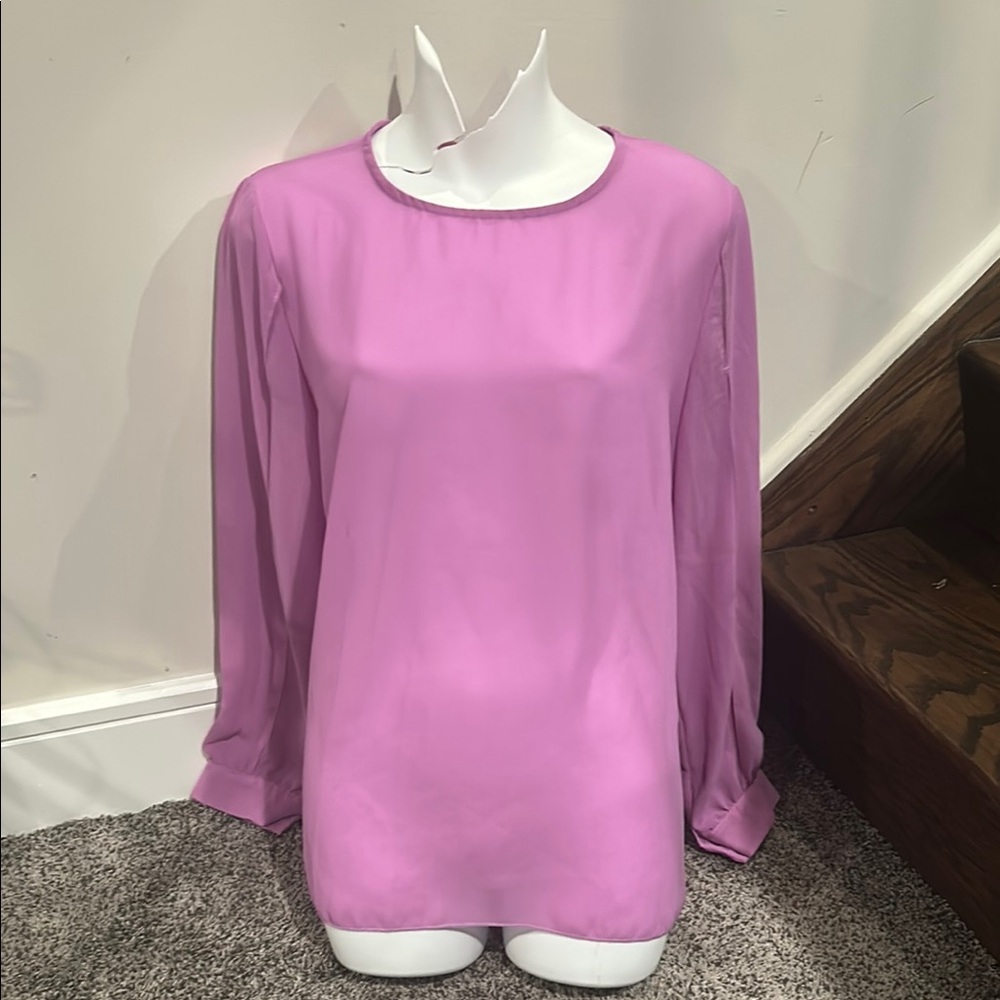 FAVOLOOK Semi Sheer Lilac Color Tunic Style Blouse